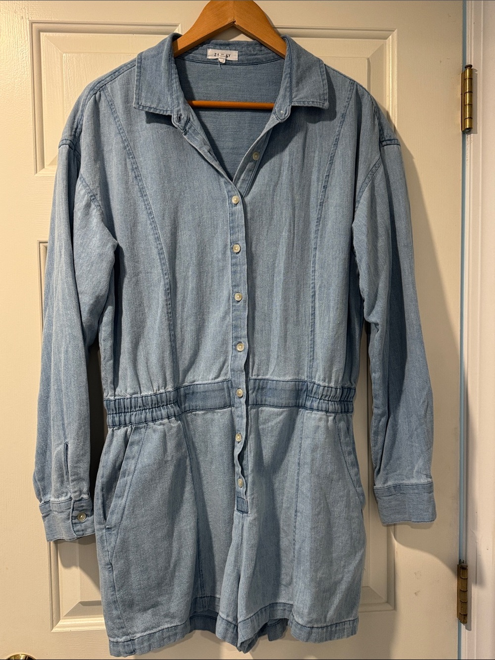 Z Supply Light Blue Denim Romper Jacket